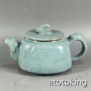 5 8 China Antique Porcelain Song Ru Kiln Mark Open Pian Exquisite Tea Pot
