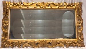 Antique 36x16 Sight Italian Gilt Florentine Carved Wood Picture Frame Mirror
