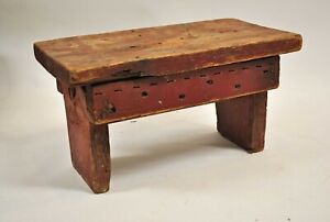 Primitive Wood Step Stool Hand Made Country Farmhouse Foot Stool