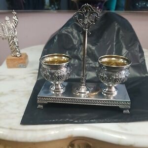 Sterling Silver 925 Salt And Pepper Holder Made In Israel Or Italy