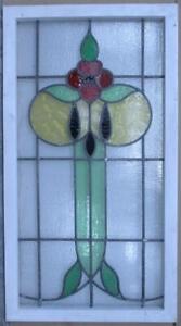 Large Old English Leaded Stained Glass Window Beautiful Floral 20 1 4 X 37 