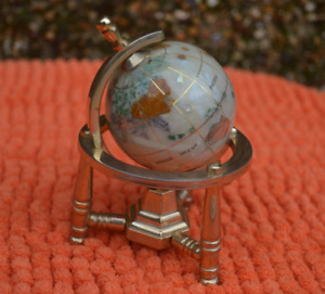 Mini Semi Precious Stones World Map Globe Desk Top