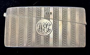 Vintage Sterling Silver Card Case Hallmarked Birmingham 1905 Maker Wbld