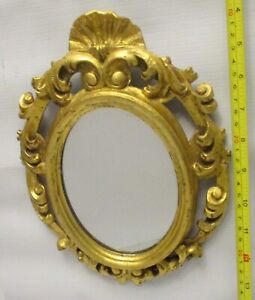 Vtg Carved Wood Wall Mirror Gilt Italy Florentine Rococo Style Shell