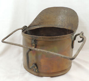 Antique Copper Coal Bucket 12 1 2 Swing Handle