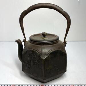 Japanese Antique Old Iron Kettle Teapot 3 1 Kg Hexagonal Tetsubin Tea Ceremony