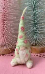 Ooak 3 Folk Art Needle Felted Wool Easter Gnome Primitive Doll By Artist