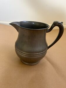 Vintage Antique Early American Pewter Lb Water Pitcher 7 8 Inches Tall Sturdy