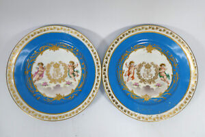 Two Plate Sevres Paris Chateau Des Tuileries 1844 France