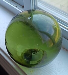 Vintage Green Glass Fishing Float 4 Ball Made In Germany