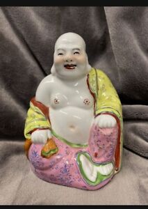 Vintage Chinese Famille Rose Happy Smiling Buddha