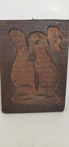 Antique Primitive German Hand Carved Wood Springerle Cookie Mold Board Folk Art