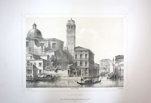 1860 Venezia Venice San Geremia Chiesa Church Moro Lithography