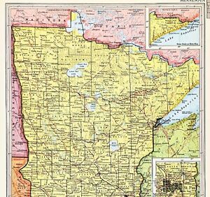 1956 Minnesota Map Original Minneapolis St Paul County Townships Railroads