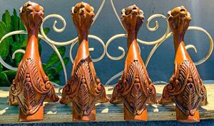 Set Of 4 Ornate Carved Wood Ball And Claw Table Legs 16 Long A 