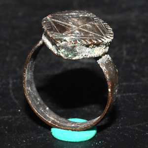 Ancient Greek Fine Bronze Ring With Engraved Bezel Circa 3rd 1st Century Bc