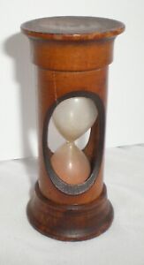Antique 19th Century Treen Ware Glass Sand Timer Primitive