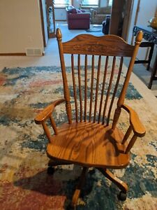 Oak Swivel Chair On Casters