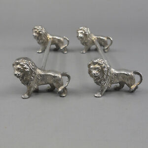 Wmf Wepco C1900 Silverplate Pair Of Figural Lion Knife Rests
