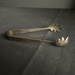 Vintage Silverplate Claw Appetizer Sugar Small Tongs Unmarked Patina