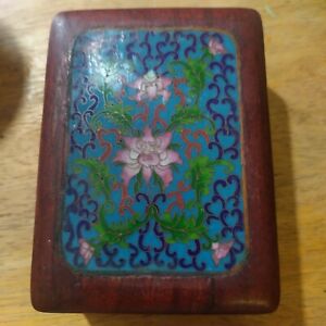 Antique Chinese Rosewood Cloisonne Box