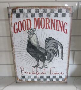 Wood Rooster Wall Sign Primitive Home French Country Kitchen Farmhouse Breakfast