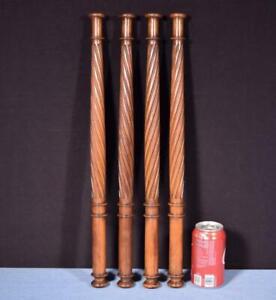 Set Of Four 21 French Antique Solid Walnut Posts Pillars Columns Salvage