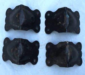 Antique Latches Catch Hinges Steel Hardware Steamer Trunk Chest Parts Set Of 4