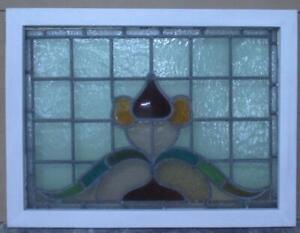 Victorian English Stained Glass Window Transom Pretty Floral 30 1 4 X 22 3 4 