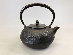 Y6663 Tetsubin Iron Kettle Nambu Nanbu Dragon Teapot Pot Japan Antique Vintage