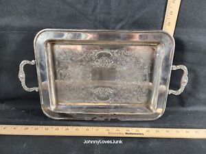 Vintage Leonard Silver Butlers Tray Serving Handled Og Patina