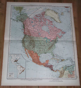 1930 Vintage Map North America United States Canada African American Population