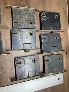 Set Of 8 Vintage Mortise Lock Door Hardware Salvage Skeleton Keyhole No Key