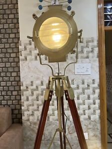 Brass Antique Searchlight Large Sealight Floor Tripod Light Spotlight Maritime