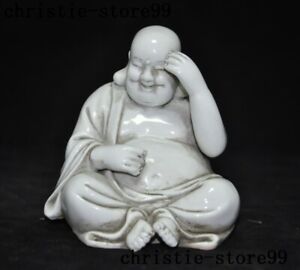 Chinese Buddhism Temple Dehua White Porcelain Happy Laugh Maitreya Buddha Statue