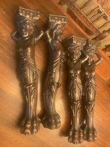 Best Set 4 Carved Figural Woman Clawfoot Table Legs Salvage