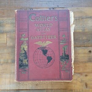 Vintage 1937 Collier S World Atlas And Gazetteer City State Maps Crafters 11x14 