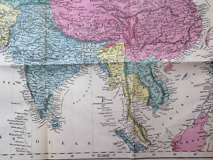 Old 1855 Harper S Gazetteer Map Asia Hindoostan Anam Siam Lg20x24 1110