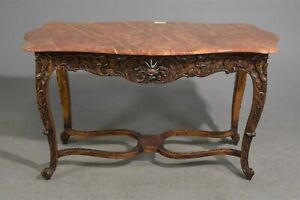 Louis Xv Style Red Marble Top Entry Table