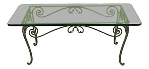 F32889ec Iron Base Glass Top Coffee Or Cocktail Table