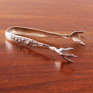 Large Whiting Aesthetic Sterling Silver Sugar Tongs Lily Of The Valley 1870