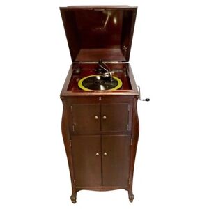 Antique Victorla Model Vv Xi Phonograph In Queen Anne Style Mahogany Cabinet