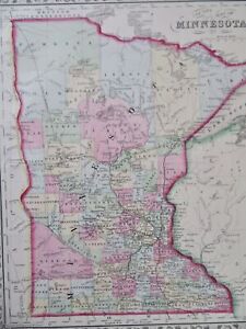 Minnesota Twin Cities Minneapolis St Paul Duluth Red Lake 1870 Mitchell Map