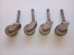 Set Of 4 Antique Wooden Wheel Furniture Casters M Fr Shipping