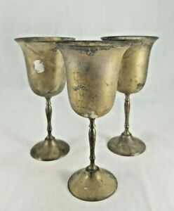 Vintage International Silver Co Silver Plated Goblets Cup Chalice Set Of 3