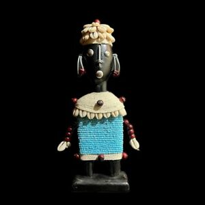 African Zulu Beaded Doll Wooden Vintage Hand Carved Home D Cor Statue G1160