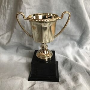 Not Engraved Vintage Gold Tone Metal Trophy Loving Cup Trophies Trophy