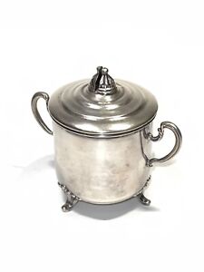 Signed Antique Ri 15599 Plata 925 Sterling Silver Sugar Bowl With Lid 187g