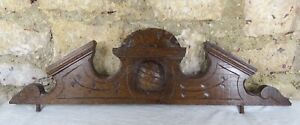 27 Antique French Hand Carved Wood Solid Oak Pediment Crown