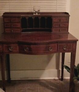 Baker Furniture Federal Inlay Bow Front Ladies Writing Desk